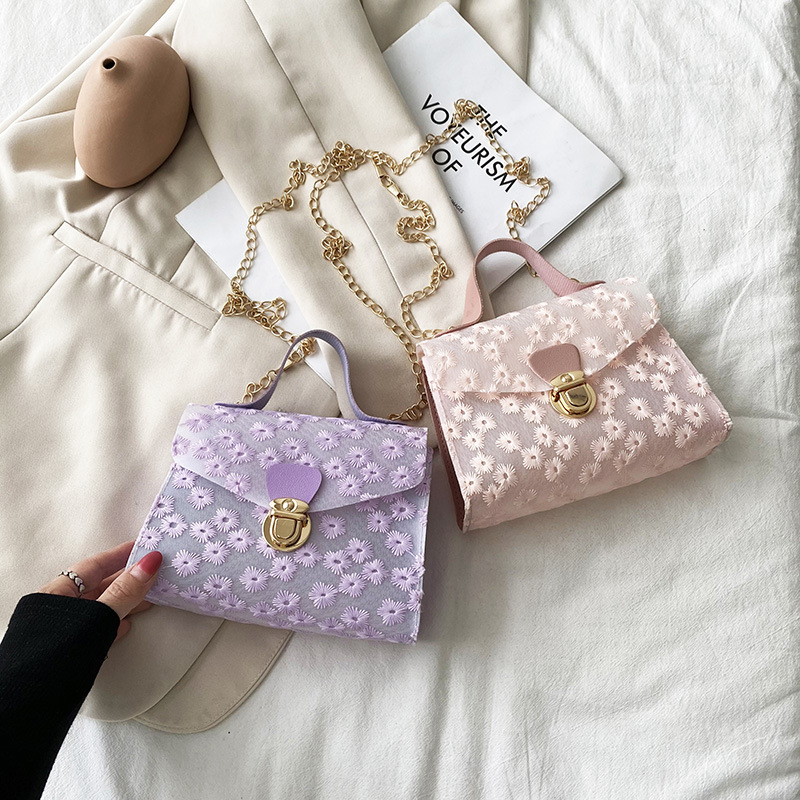 Fresh Flowers Embroidered Shoulder Bag Summer 2022 Japanese and Korean Style Women Hand-Carrying Crossbody Bag Packs Mini Phone Bag