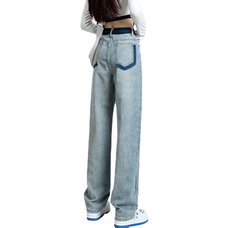   Straight Jeans for Women Spring/Summer Thin 2022 New High Waist oose and Slimming Design Sense Niche Wide eg Mop Pants