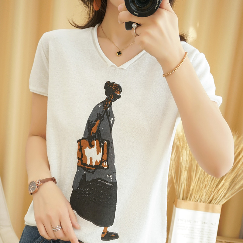 跨境批发女装t恤 现货p5072 跨境欧美胖mm大码女装休闲欧美头像印花