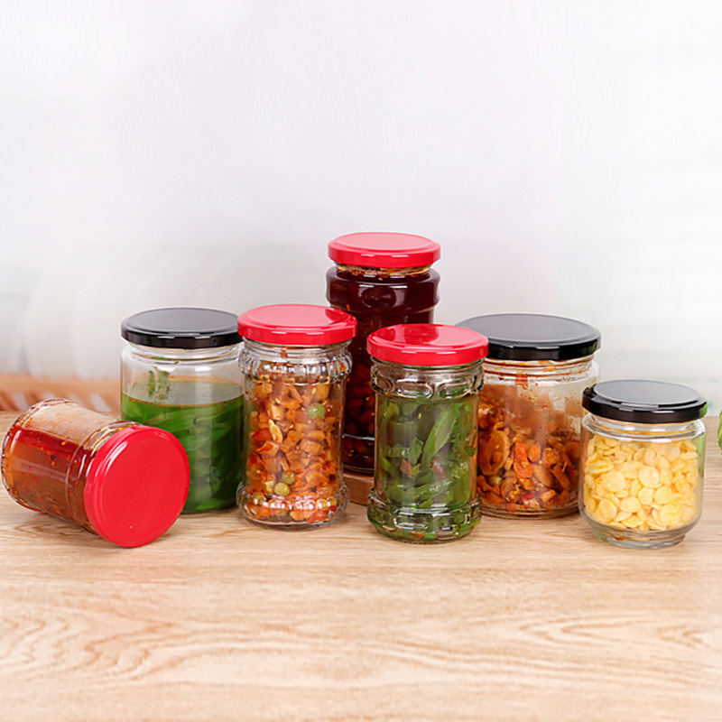 透明老干妈酱菜瓶辣椒酱咸菜分装瓶密封玻璃罐头瓶家用密封果酱瓶