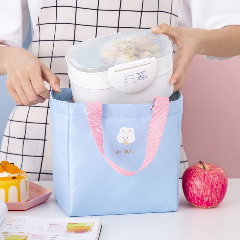 New Macaron Drawstring Lunch Box Bag Solid Color Student Office Worker Lunch Bag Thick Insulation Bag Ice Pack Lunch Box Bag