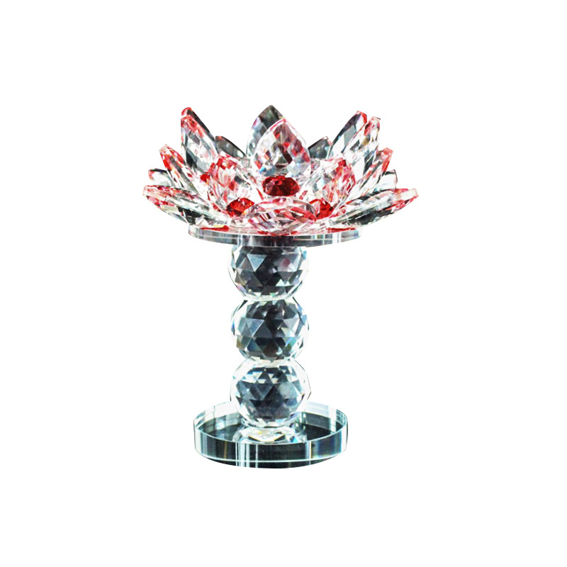 Factory in Stock Supply Crystal Candlestick Creative Decoration Goblet Crystal Lotus Opening Gift Decoration Wholesale