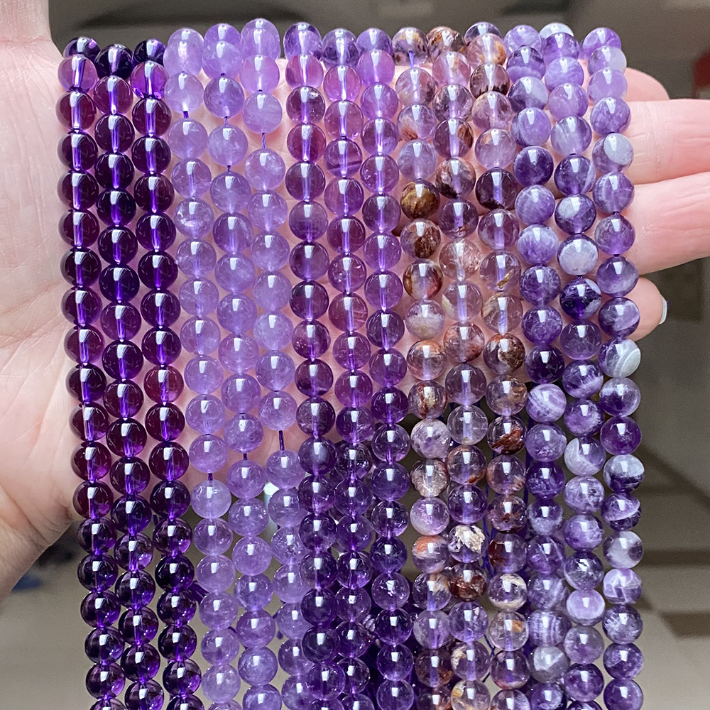 6a天然紫水晶散珠diy手链饰品配件手串半成品九紫离火水晶珠子