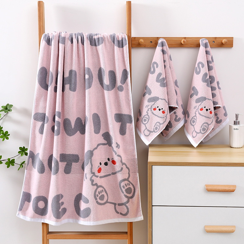 Cotton Cartoon Letter 32-Strand Towel Bath Towel Set Children Adult Home Thickening Company Gift Welfare Wholesale