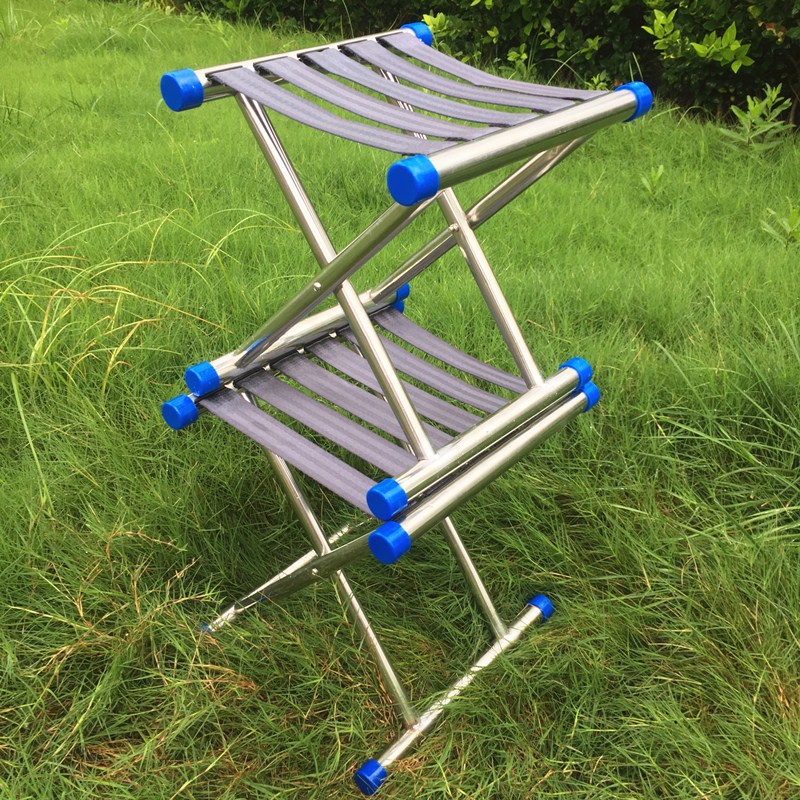 加厚不锈钢马扎户外折叠凳子钓鱼椅小凳子野餐折叠椅便携家用板凳