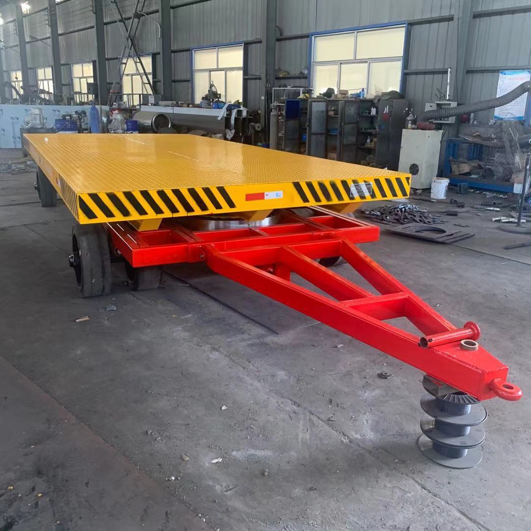 牵引式平板拖车厂区转运车重型四轮转向平板拖车大吨位工具车