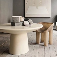 z%圆形餐桌北欧北欧设计师ins餐意式桌丹麦网红大象脚餐桌小户型
