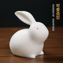 GZ6M陶瓷可爱小兔子摆件玉兔一对 桌面车载迷你装饰品兔年吉祥物