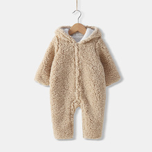 英式余料 超可爱连体衣 男女婴儿宝宝羊羔毛外出服 婴童保暖爬服