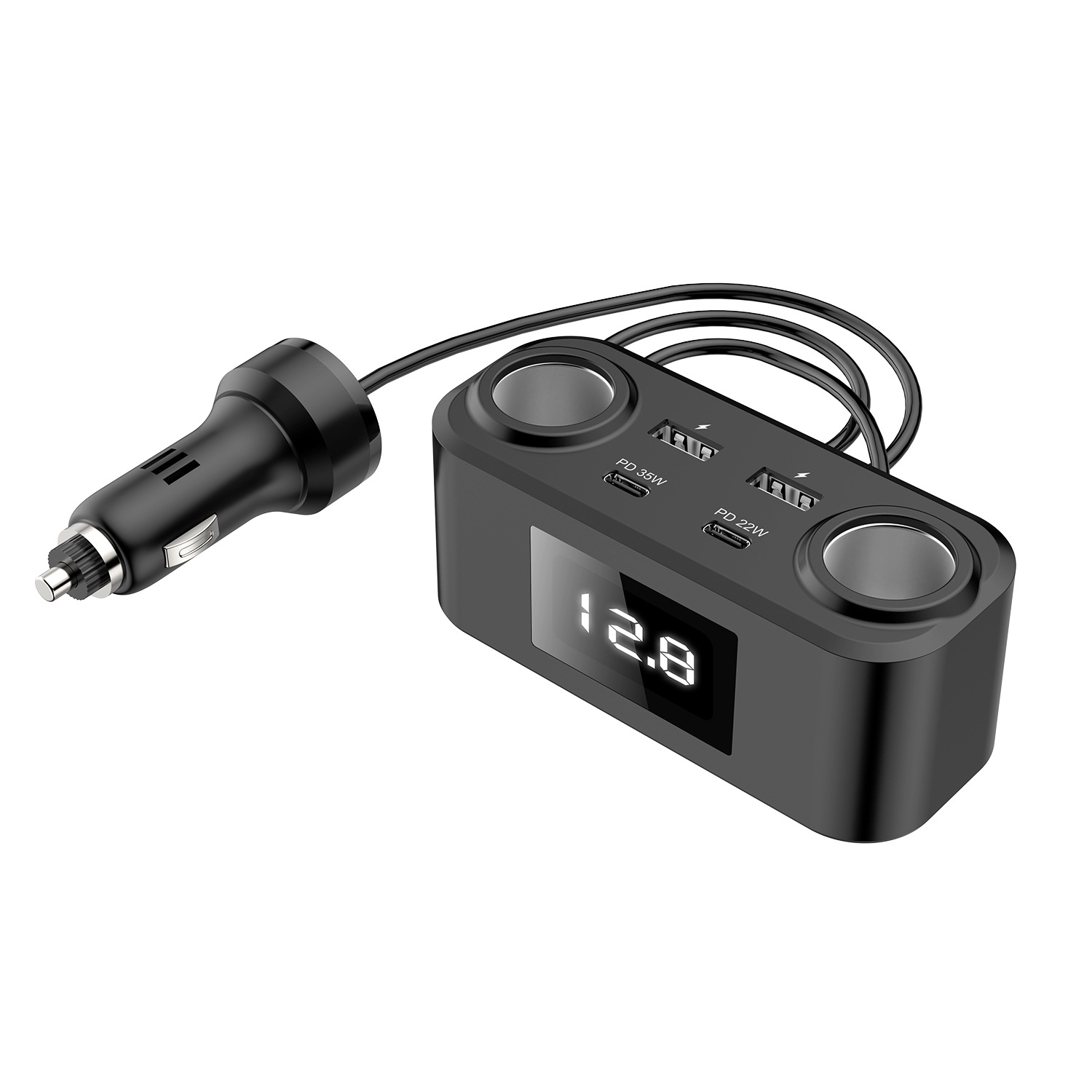 一拖四多端口汽车手机充电器车载点烟器充电手机转接pd qc快充头