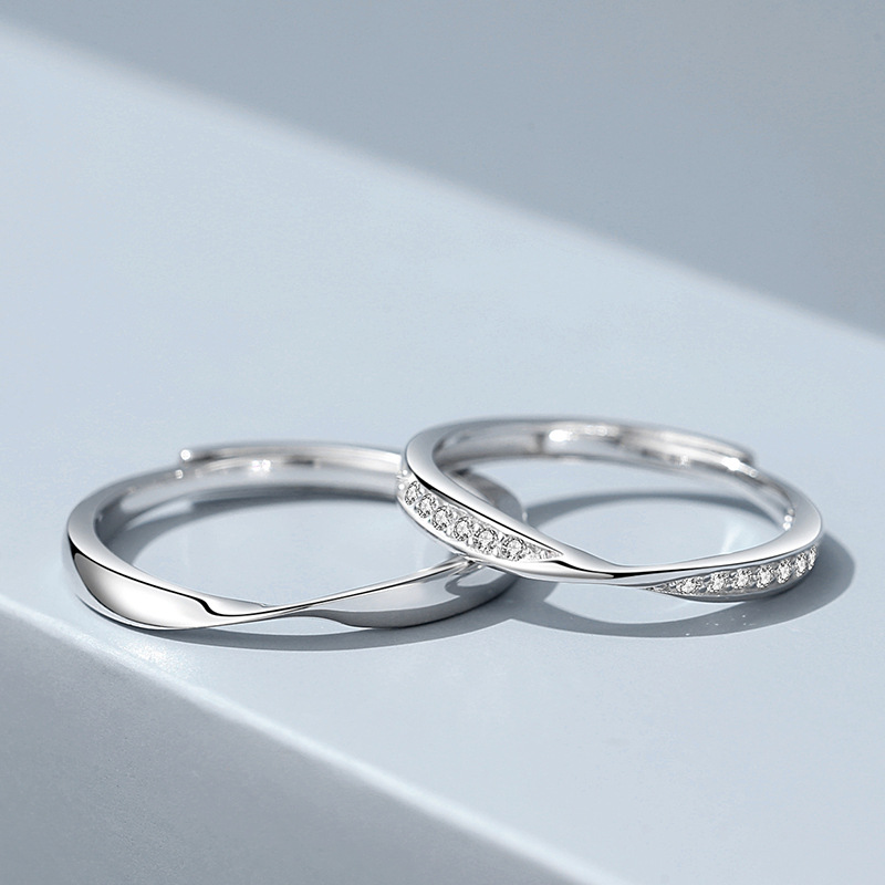 莫比乌斯环情侣戒指女男一对指环纯银对戒小众设计520礼物送女友