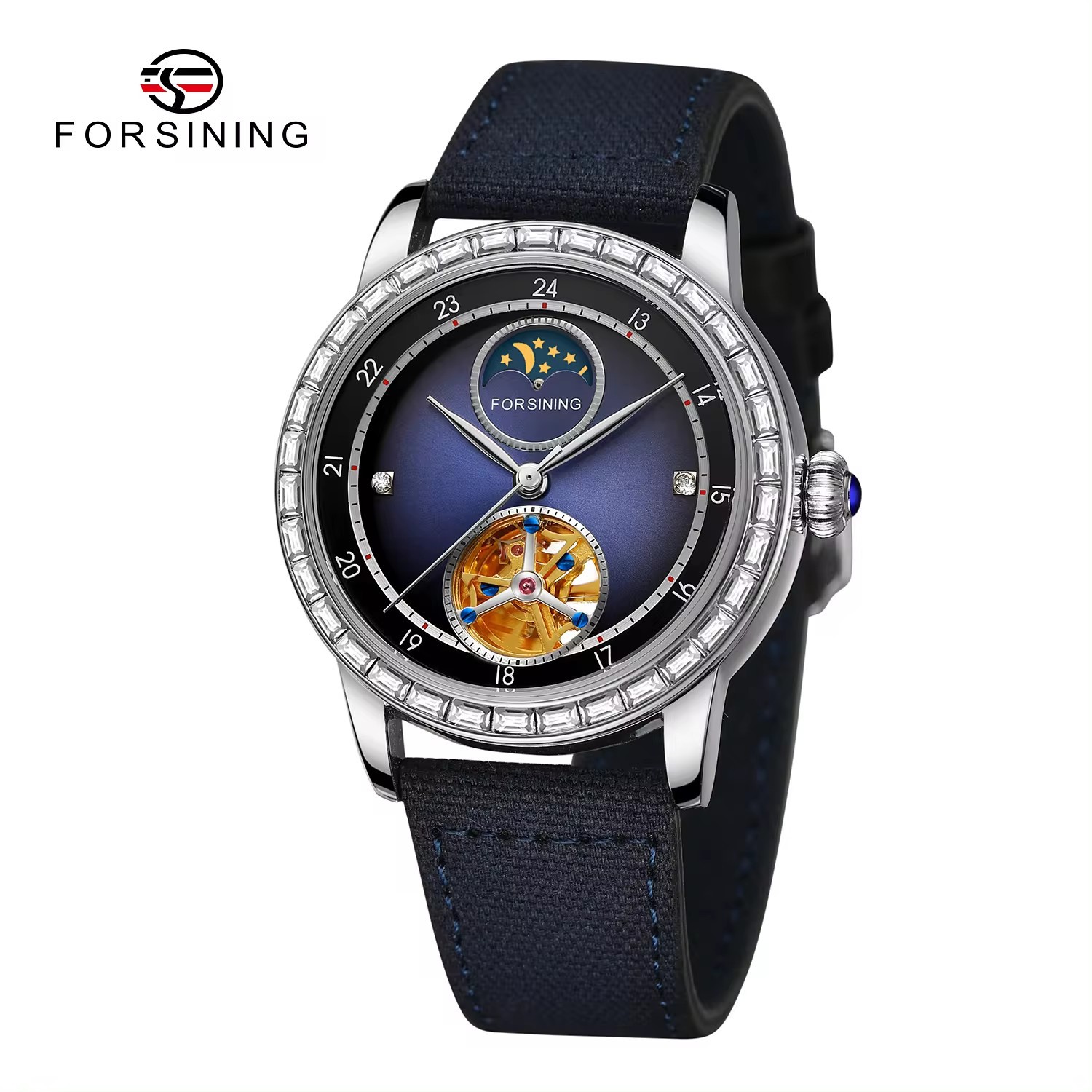 2024新款 forsining 瑞士设计男士时尚休闲陀飞轮全自动机械手表