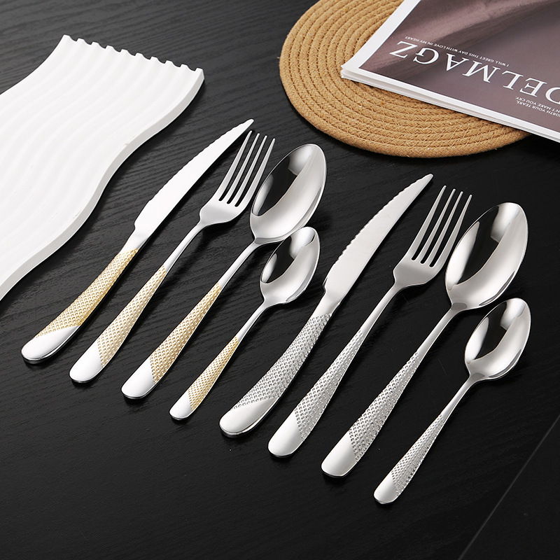 Cross-Border Stainless Steel Star Diamond High-End Western Food Knife, Fork and Spoon Hotel Tableware Steak Thickened Knife and Fork Stainless Steel Spoon