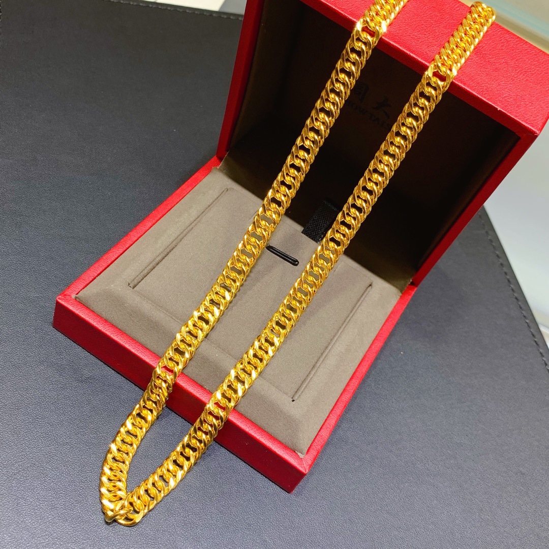 9万足金老板链坦克链珠子链水贝黄金批发