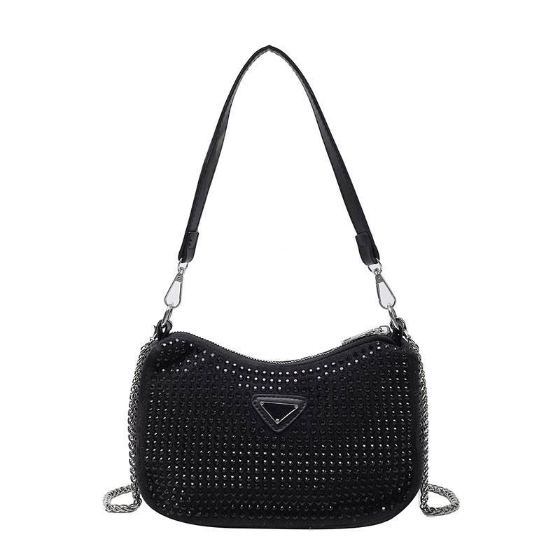 New Arrival Hot Sale Hot Rhinestone Underarm Bag Women's Fashion Rhinestone Sparkling Baguette Crossbody Bag Women's Foreign Trade Bags