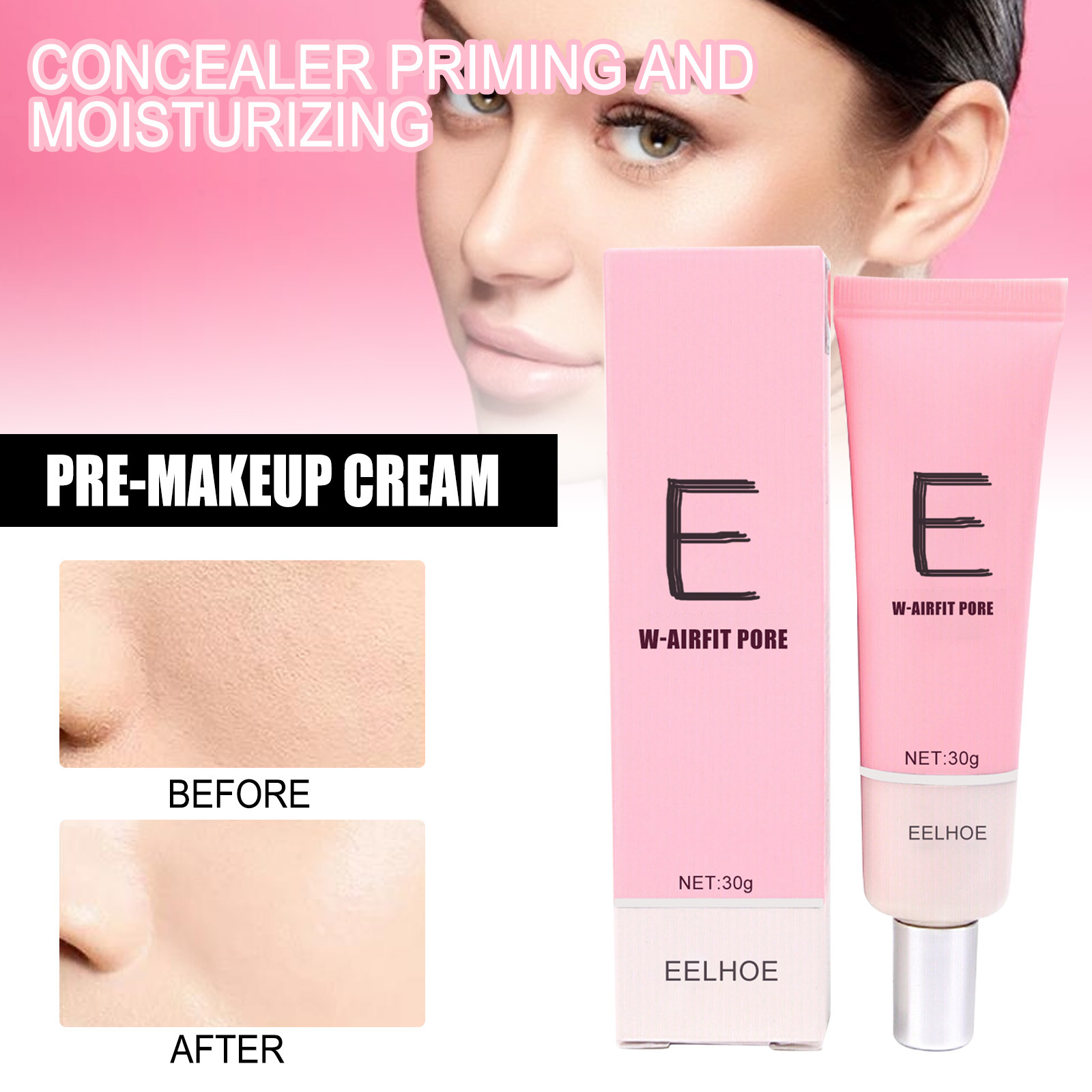 Eelhoe Makeup Front Concealer Cream Light and Transparent Silky Easy to Apply Makeup Moisturizing Smear-Proof Makeup Isolation Skin Care Concealer Cream