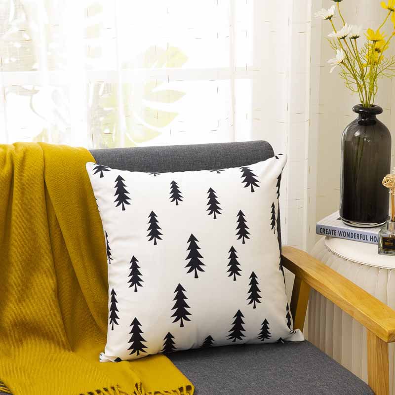 Cross-Border Amazon Pillow Cover Manufacturers Supply Digital Printing Simple Geometric Plush Pillow Waist Cushion with Core