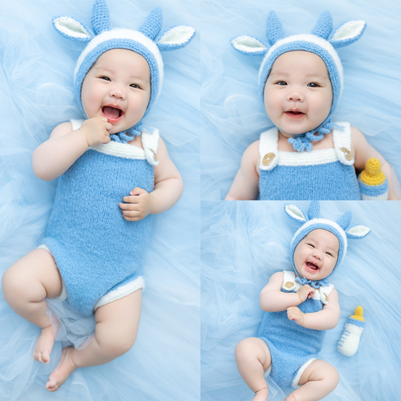 新款儿童摄影服装小牛套装满月百天宝宝拍照服装影楼艺术拍照衣服