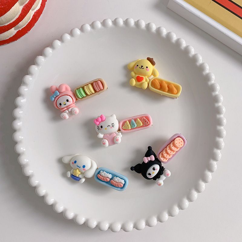 Cartoon Sanrio Snack Barrettes Ins Cute Clow M Cinnamoroll Babycinnamoroll Hair Accessories Candy Color Sweet Bang Side Clip