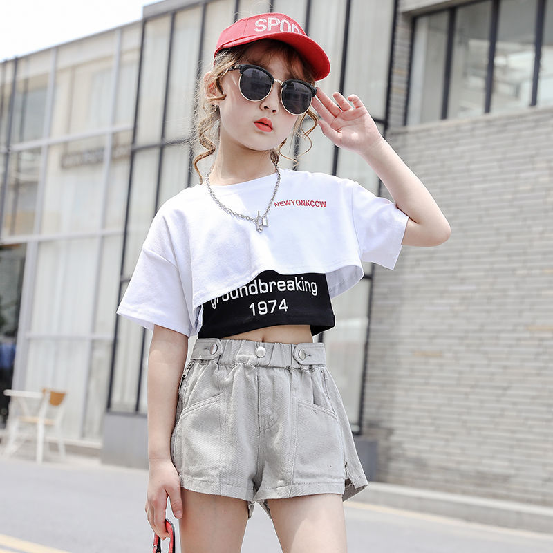 女童夏装2024新款韩版8时髦短裤套装9岁女孩网红洋气7夏季3件套潮