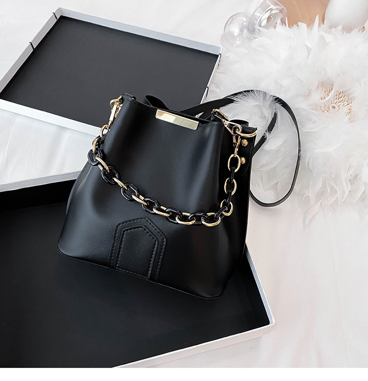 Women's Bag 2021 Spring New Fashion Korean Style Pure Color Bucket Bag Western Style Chain Shoulder Messenger Bag