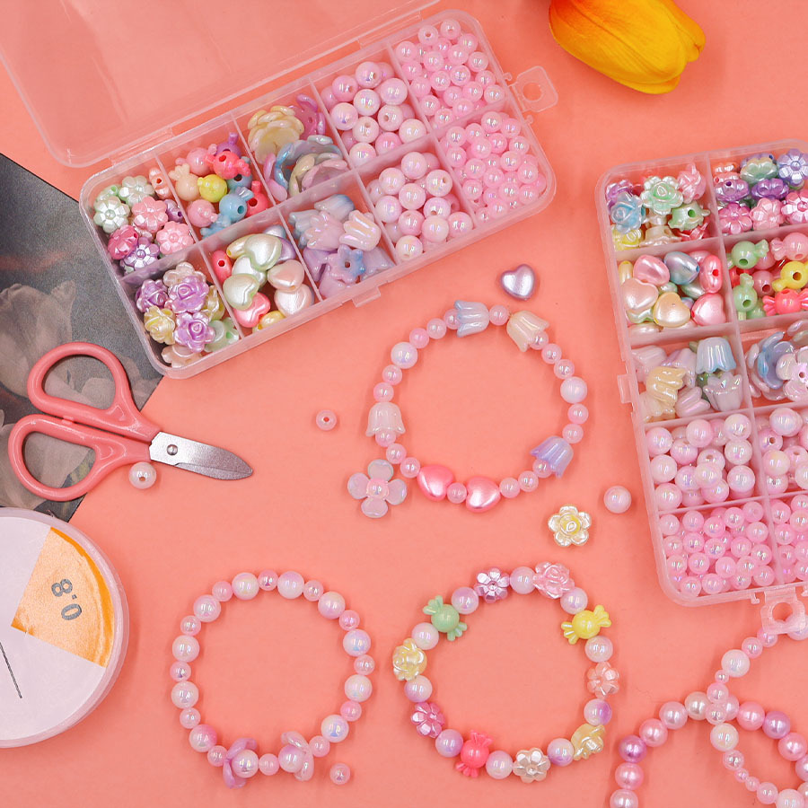 Cross-Border Children's Handmade Diy Beaded Bracelet/Necklace Shaped Pearl Girl Colorful Flower Creative Educational Toys