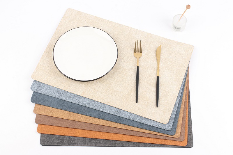 Nordic Ins Simple Rectangular 45x30 Cloth Pattern Leather Placemat Double-Sided Cloth Pattern Western-Style Placemat Waterproof Heat-Resistant Mat