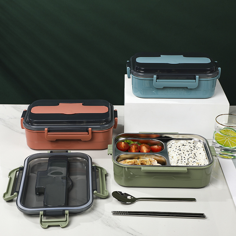 304 Stainless Steel Insulated Lunch Box Portable Separated Office Lunch Box Student Canteen Compartment Kids Lunch Box