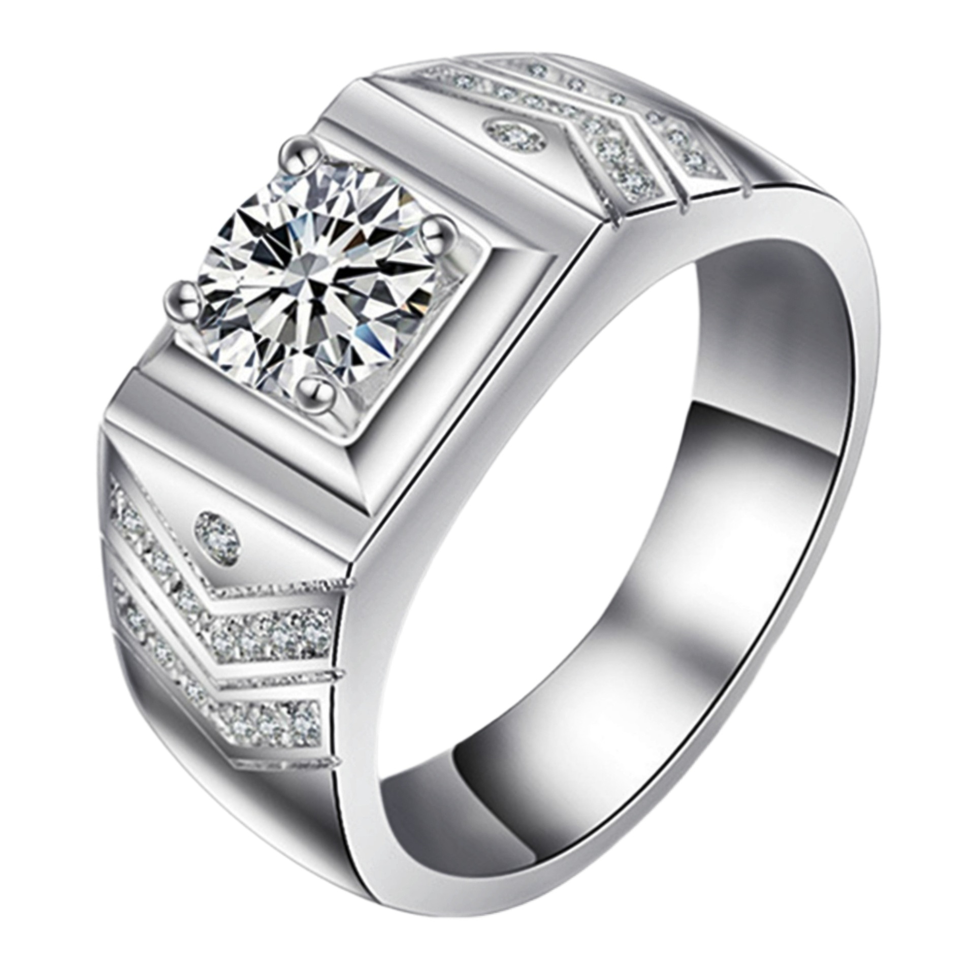 霸气情侣戒指环开口戒指对戒 镀铂金群镶钻戒男箭头镶钻结婚戒指