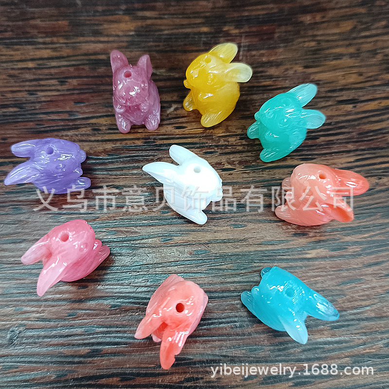 Three-Dimensional Rabbit Pink Pressure Scattered Beads 16mm Personality DIY Bracelet Necklace Pendant Accessories Handmade Clothing Pendant