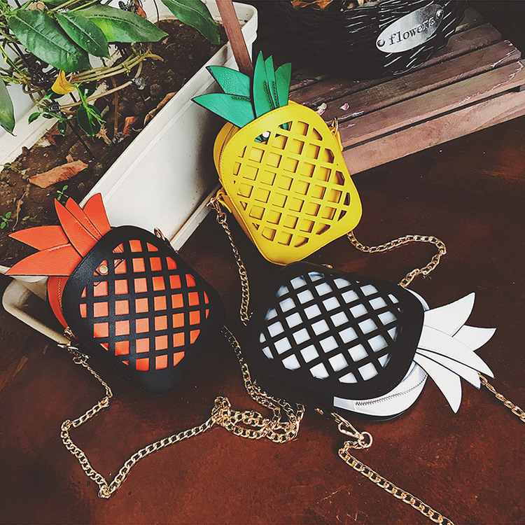 Factory Custom Wholesale Hollow Pineapple Shoulder Bag Fashion Personality Crossbody Bag European and American Women's Foreign Trade Bags Small Bag