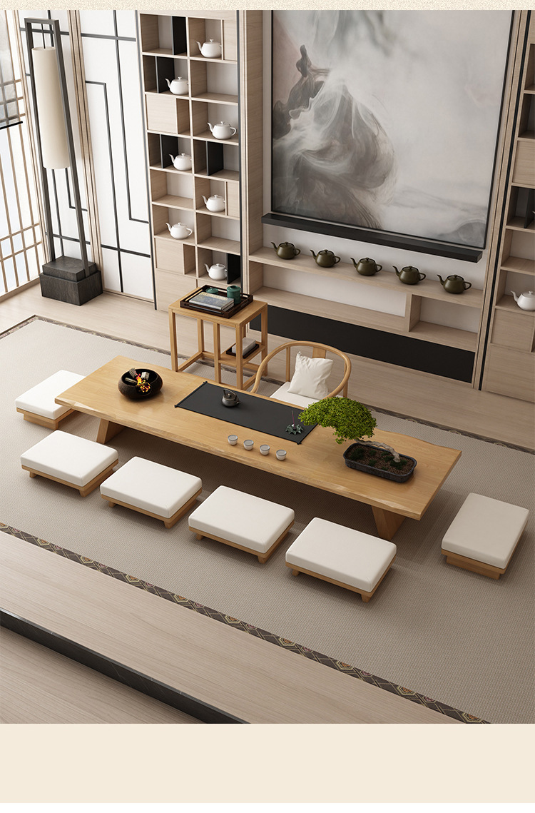 日式茶几矮桌子茶室榻榻米茶桌禅意矮桌椅组合实木新中式坐地茶桌