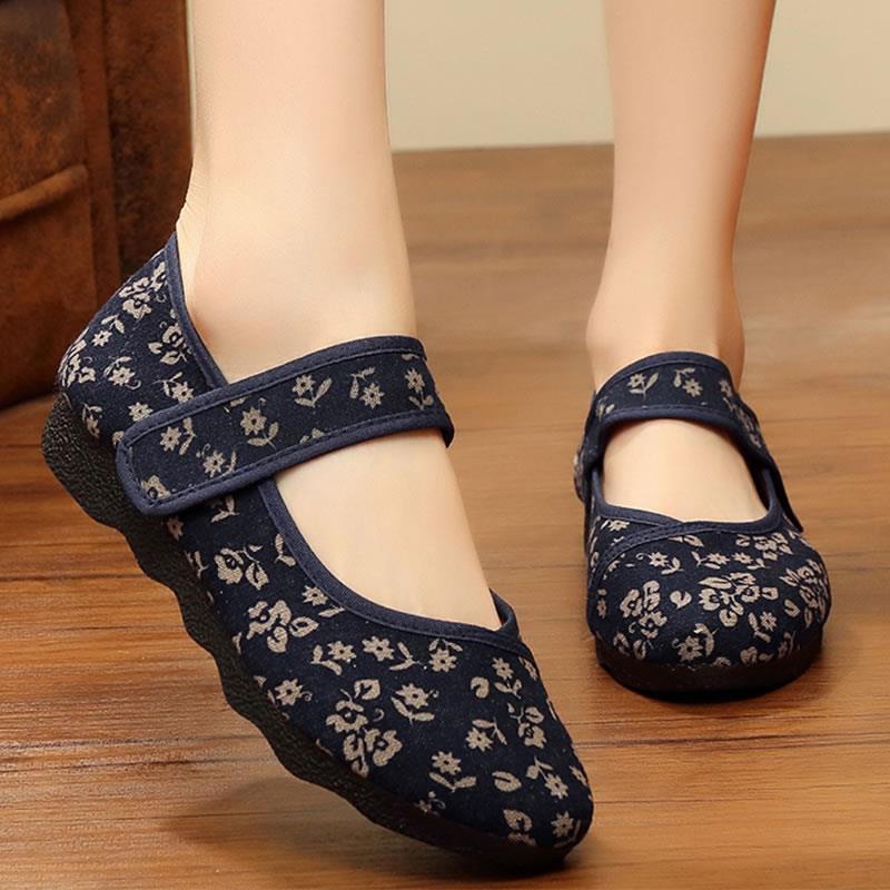 老年布鞋女款系带老北京布鞋女款软底女士单鞋中老年奶奶春秋女鞋