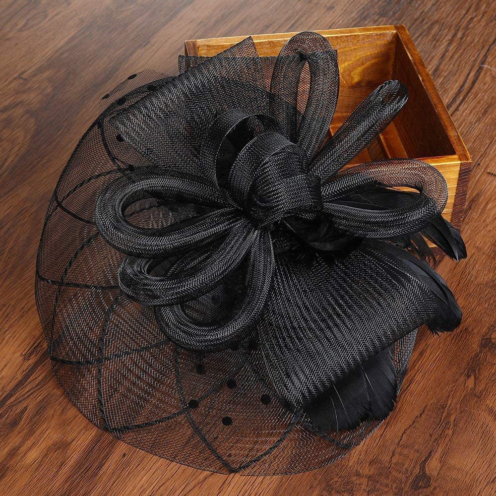 Vintage Black Veil Veil Headdress Performance Bridal Top Hat Hair Accessories Flower Feather Mesh Barrettes Cheongsam Accessories