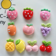 亮面水果草莓柠檬葡萄水蜜桃 树脂水果 DIY饰品手工发夹配件南4