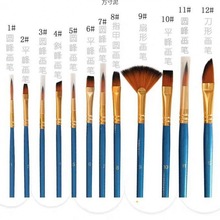 尼龙画笔10支装套装短杆水粉水彩颜料油画初学者美术绘画工具批发