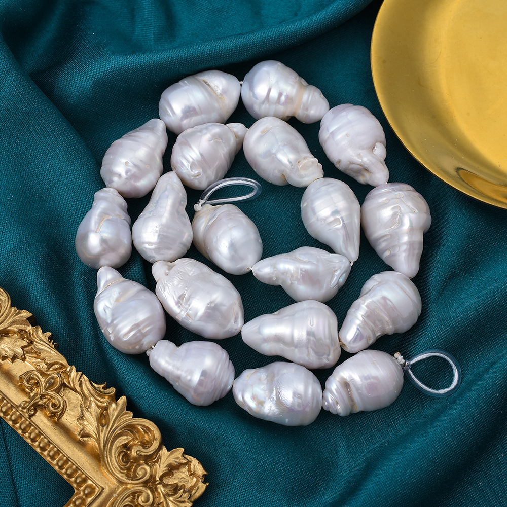 强光天然大巴洛克珍珠奇珍淡水异形有核珍珠通孔串珠批发