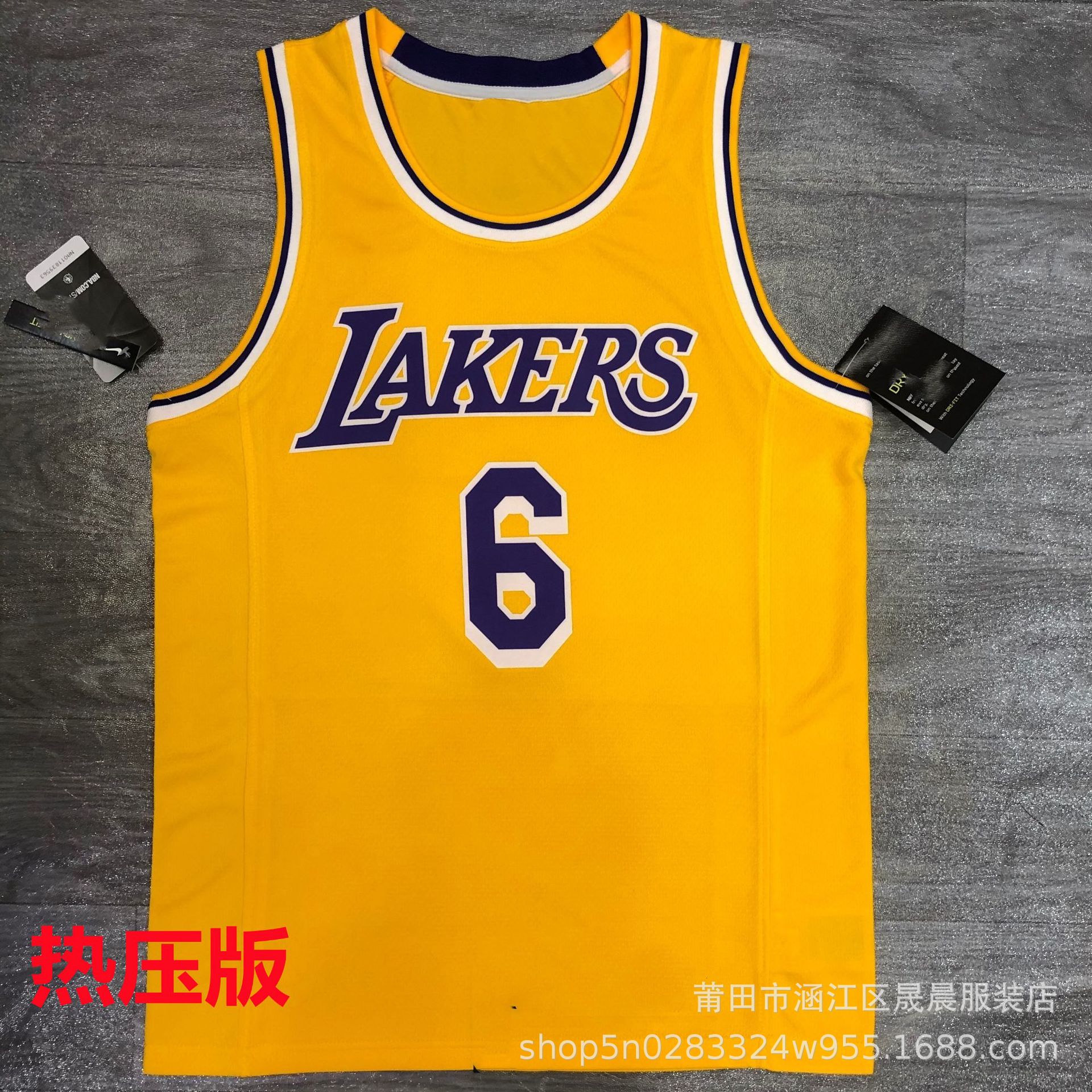 现货批发nba热压球服 新款 湖人队6号詹姆斯 热印版篮球球衣