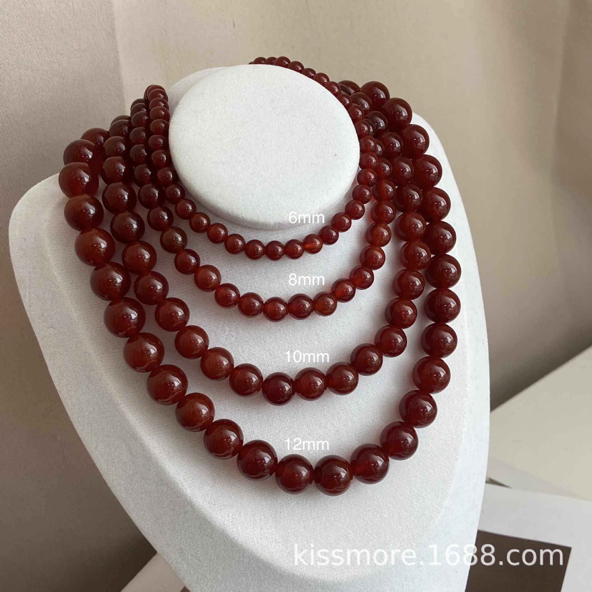 Chen Mo New Chinese Ethnic Style Vintage Beaded Dark Red Agate Necklace New Year Simple Minority Fashion Clavicle Chain Female
