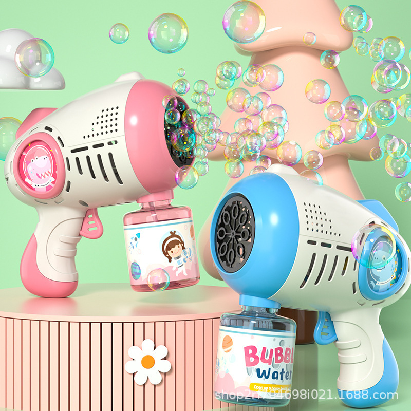 Wholesale Bubble Machine Children's Handheld Automatic Acousto-Optic Electric Dinosaur Space Lock and Load Spray Bubble Blowing Machine Bubble Machine Rain Toys