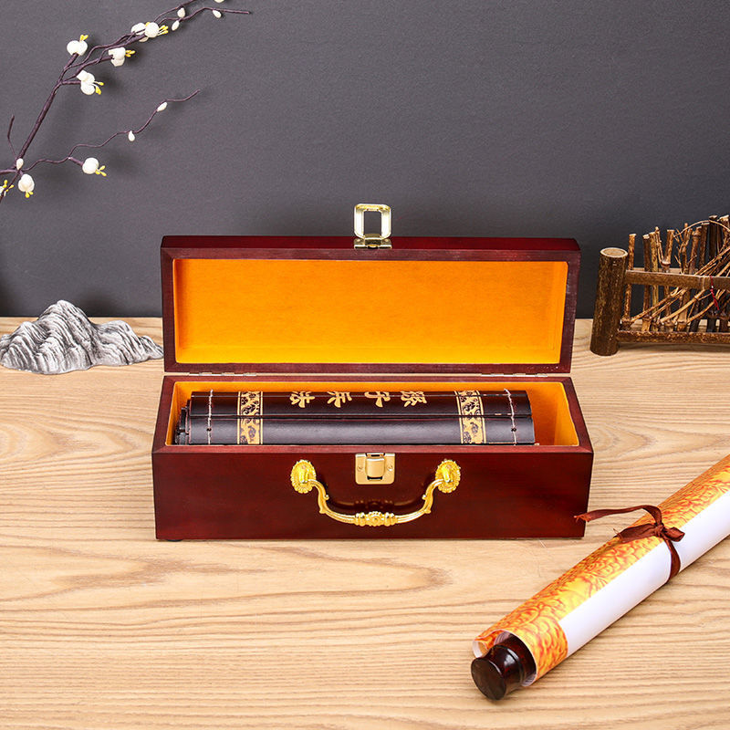画盒收藏书画字画礼盒卷轴盒子画密封筒锦盒收纳包装书桌整理木盒