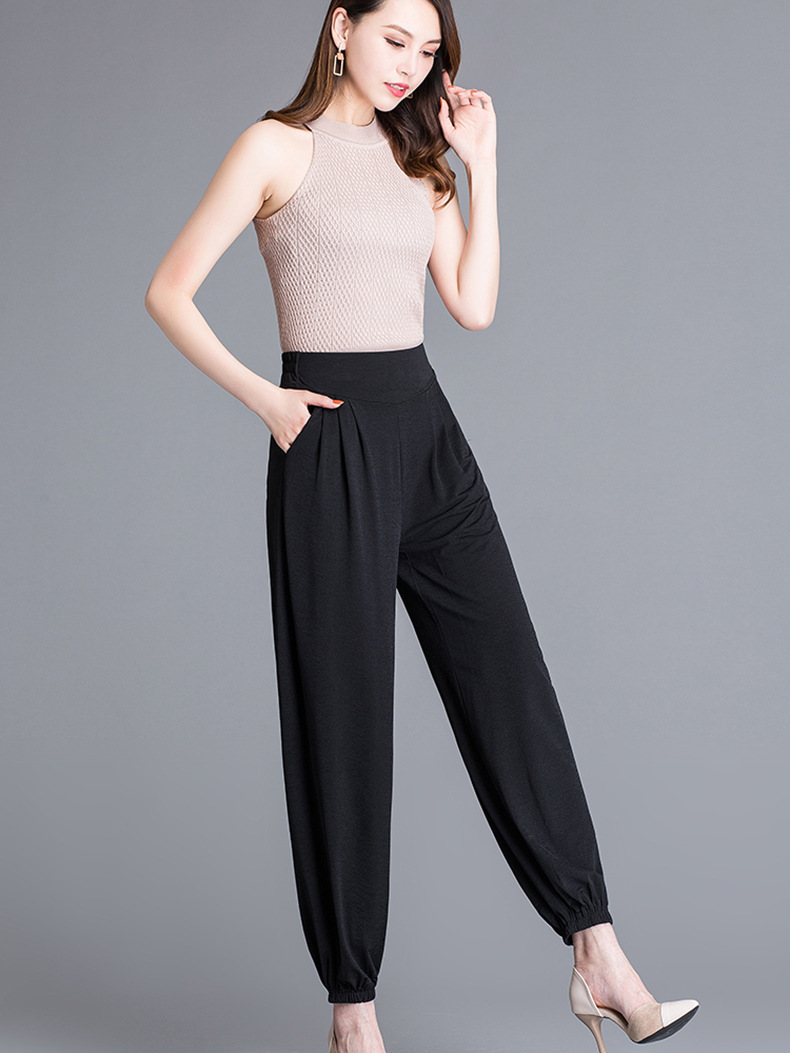 灯笼裤女夏天薄款女士萝卜裤夏秋季修身冰丝大码九分裤束脚宽裤子