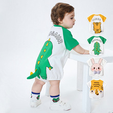 奇乐兔夏季新款婴幼儿宝宝三角哈卡通动物连体哈衣外出服