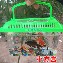 手提宠物饲养盒运输盒鱼缸塑料迷你鱼瓶龟瓶塑料乌龟缸蜗牛爬虫箱
