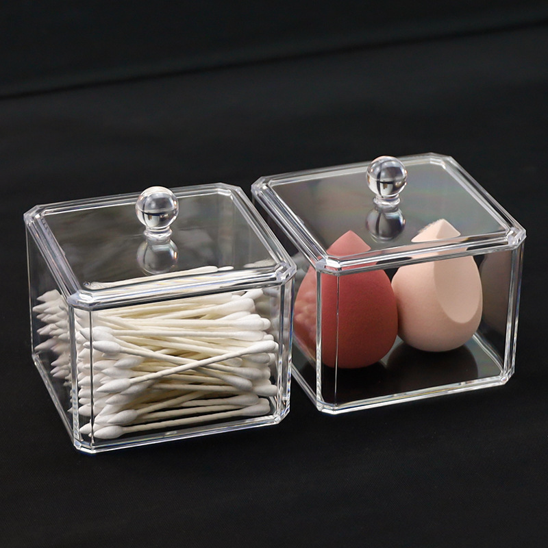 Transparent Desktop Toothpick Storage Box with Lid Facial Wipe Box Multifunctional Cotton Swab Dresser Cotton Puff Finishing Box