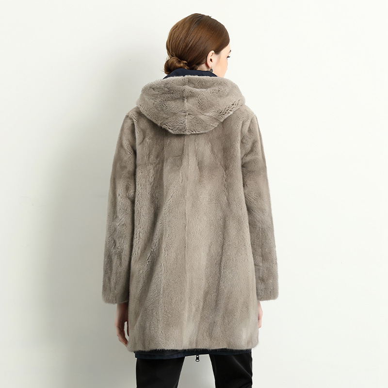 2021冬款双面穿整貂派克服女短款貂胆貂毛皮草内胆尼克服貂皮大衣