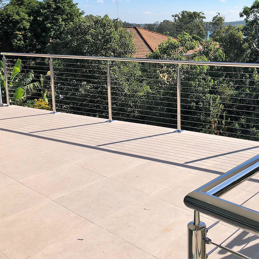 不锈钢镜光绳索护栏 圆形立柱扶手不锈钢栏杆