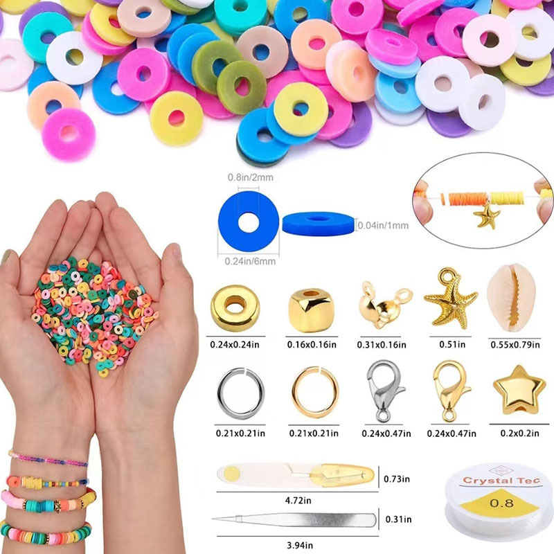 Cross-Border Hot Selling 24 Grid DIY Polymer Clay Glass Beads Suit Bohemian Style DIY Bracelet Necklace Accessories