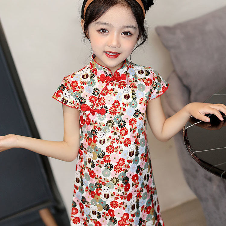 女童旗袍夏儿童旗袍裙中小童大童小孩幼儿宝宝中式改良连衣裙