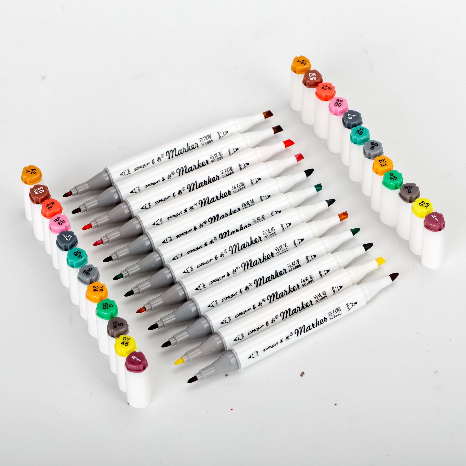 Double-Headed Mark 12 Color Set Alcohol Oily Small Marker Package Triangle Pole Pen Holder Children's Painting Supplies